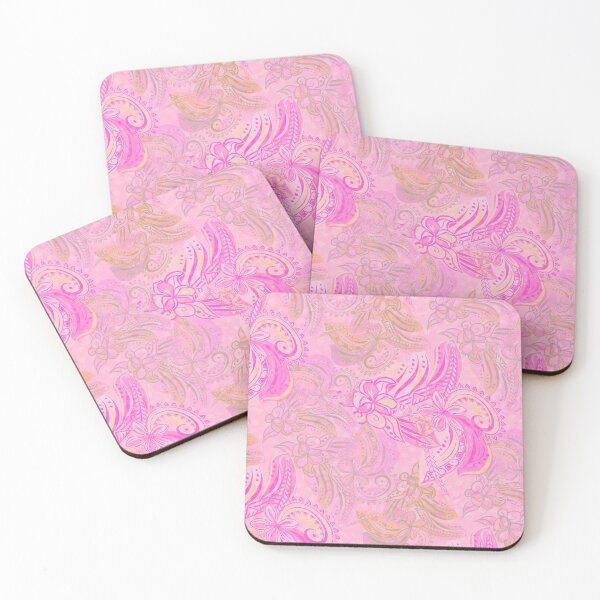 Item preview, Coral Pink Painted Samoan Village Tiare Print Artboard  designed and sold by sunnthreads.