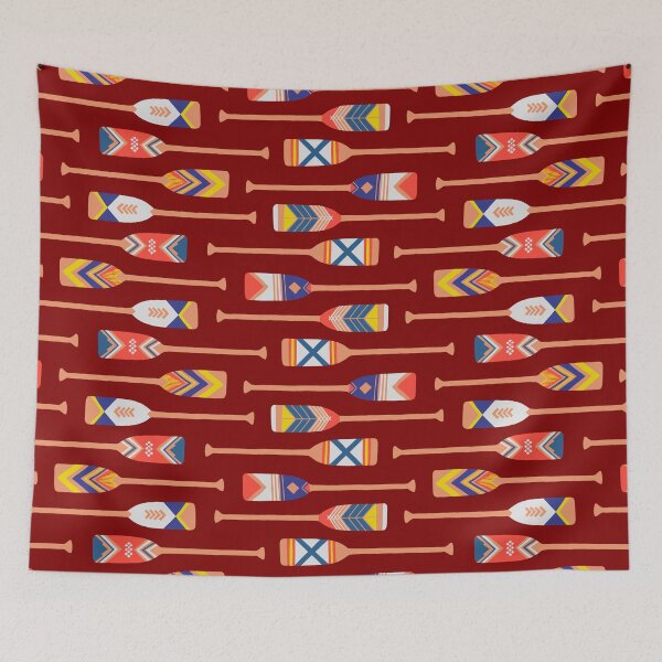 Item preview, Canoe Paddles Pattern - Maroon designed and sold by EcoElsa.