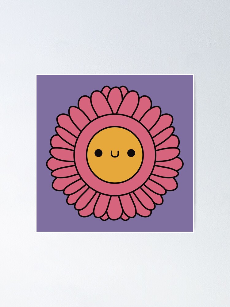 "Cute Pink Gerbera Daisy Kawaii Pink Daisy" Poster for Sale by KawaiiByDice Redbubble