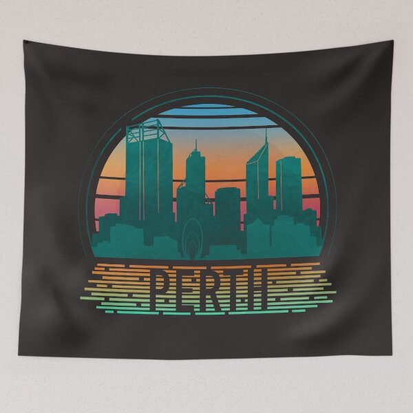 Aperçu de l'œuvre Perth Australie - Retro Sunset - Toits de la ville créée et vendue par tanimator.