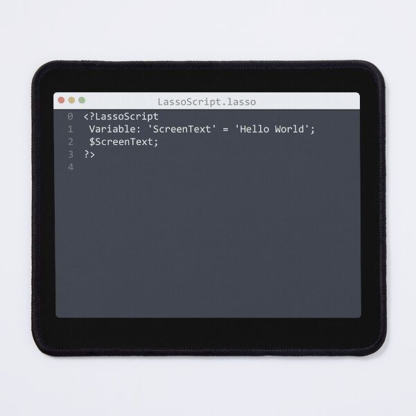 Artikelvorschau, . LassoScript language Hello World program sample in editor window entworfen und verkauft von IuriiVlasenko.