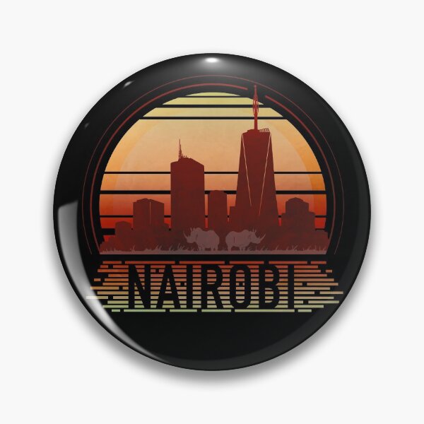Artikelvorschau, Nairobi, Kenia - Retro-Sonnenuntergang - Rhino-Skyline entworfen und verkauft von tanimator.