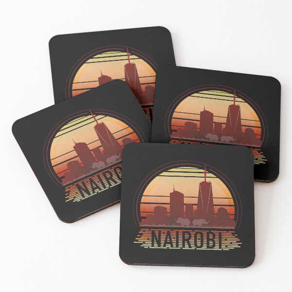 Item preview, Nairobi Kenya - Retro Sunset - Rhino Skyline designed and sold by tanimator.
