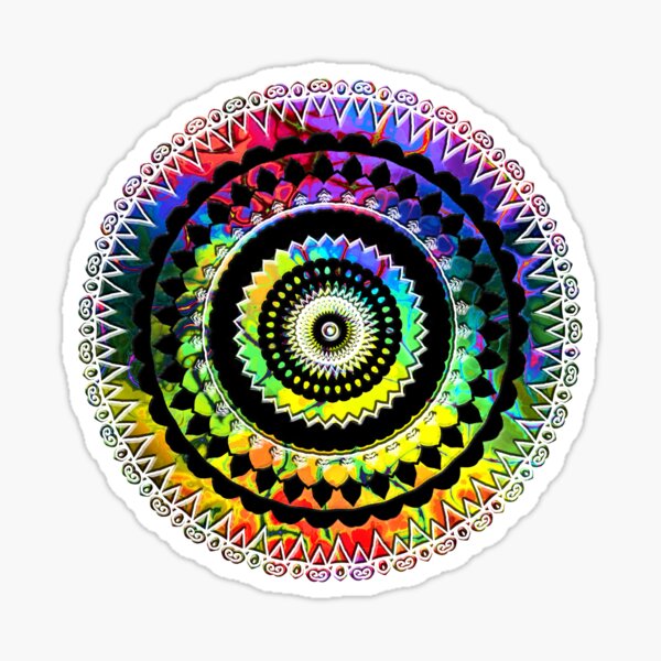 Psychedelic Mandala Color Wheel Sticker