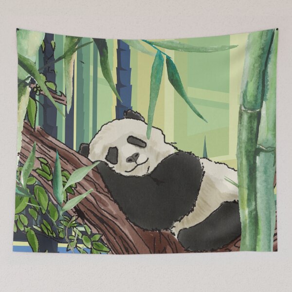 Item preview, Sleepy Panda in Bamboo Forest designed and sold by BunnyBizarre.
