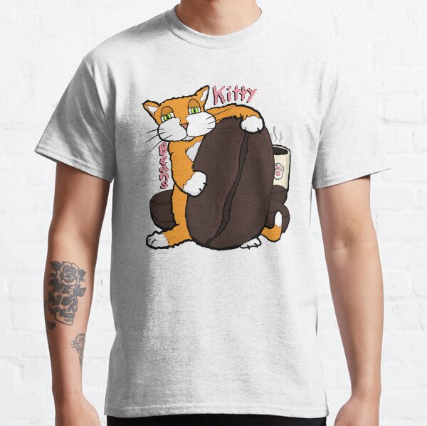 Kitty and coffee beans, a cafe cat for coffee lovers Classic T-Shirt