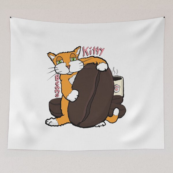 Item preview, Kitty and coffee beans, a cafe cat for coffee lovers designed and sold by davidscohen.