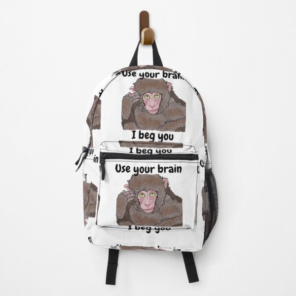 Item preview, Use Your Brain, I Beg You - Funny Monkey Quote designed and sold by BunnyBizarre.