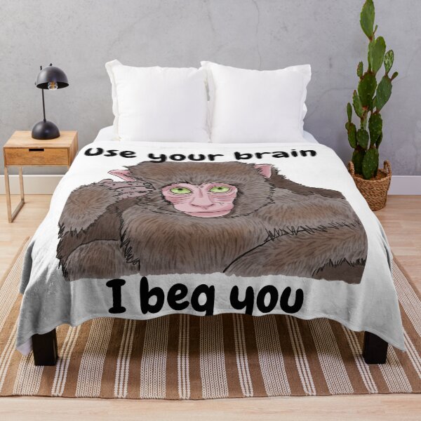 Item preview, Use Your Brain, I Beg You - Funny Monkey Quote designed and sold by BunnyBizarre.