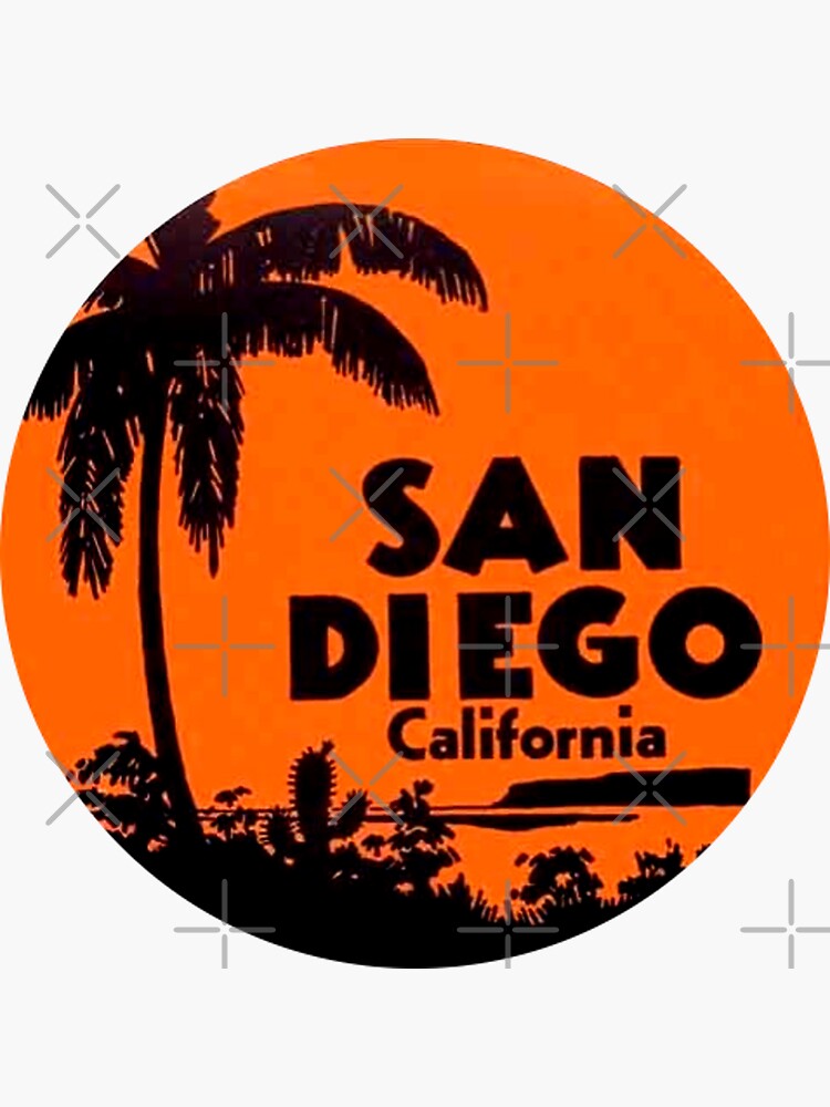 San Diego California Vintage Travel Decal Round by hilda74
