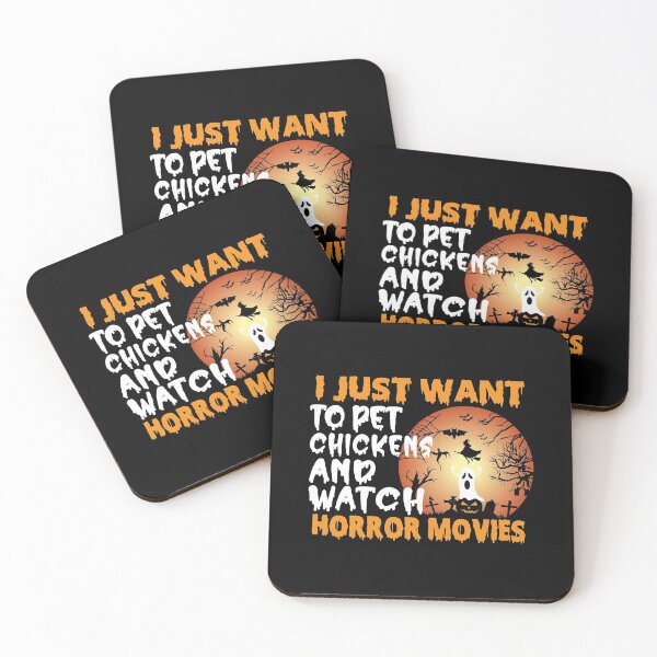 Item preview, I Just Want To Pet Chickens And Watch Horror Movies Funny Halloween gift for a Chicken lover designed and sold by ZOHANATION.