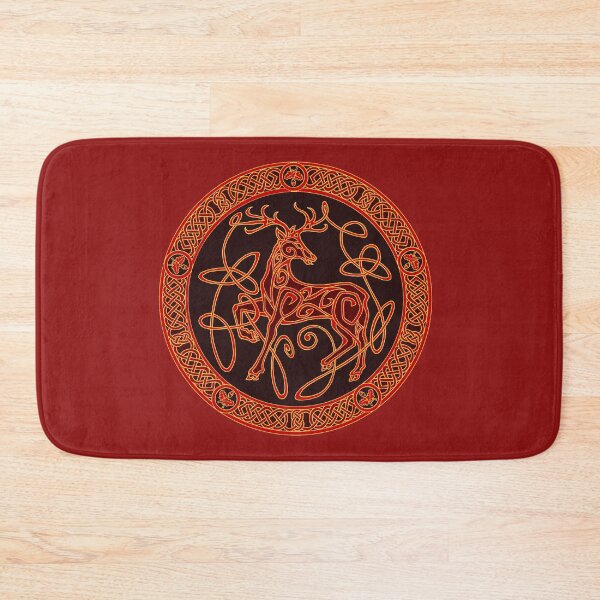 Item preview, Celtic knotwork stag - red and gold designed and sold by AnyaPenfold.