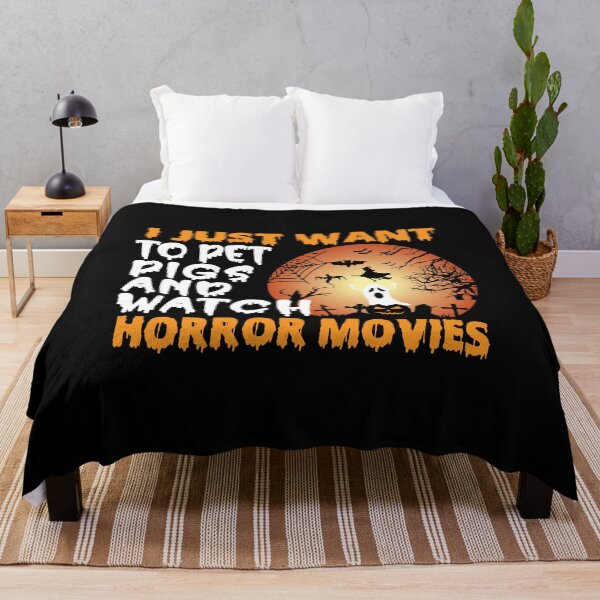Item preview, I Just Want To Pet Pigs And Watch Horror Movies Funny Halloween gift for a Pig lover designed and sold by ZOHANATION.