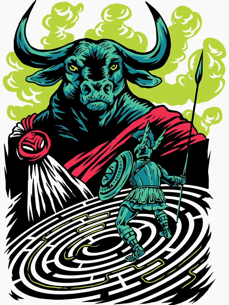 Ancient Greek Mythology Minotaur Sticker  Greek mythology, Monster  artwork, Mythology
