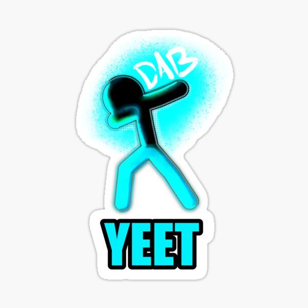 Yeet Dab - Dabbing Trendy Dance Emote Meme - Autumn Fall Kids Teens -  Stickman - Light Blue - Kids Fashion - Sticker