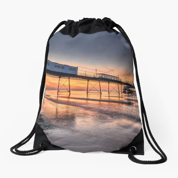 Sandown Pier Sunrise Drawstring Bag