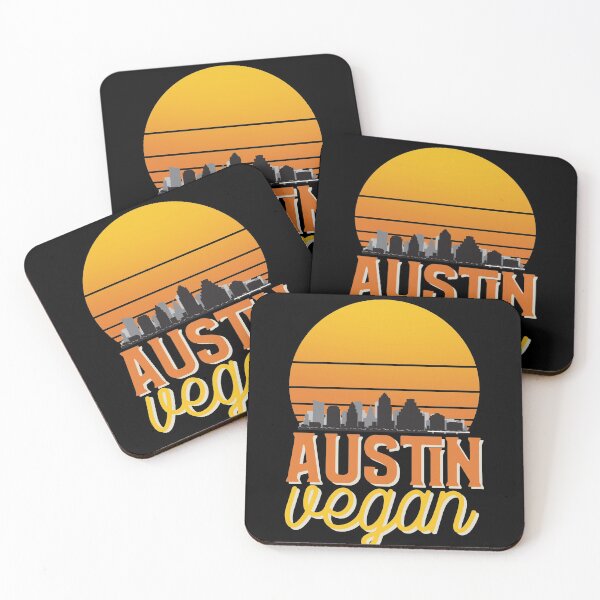 Item preview, Austin TX Vegan Skyline Retro Sunset designed and sold by nanogarbanzo.