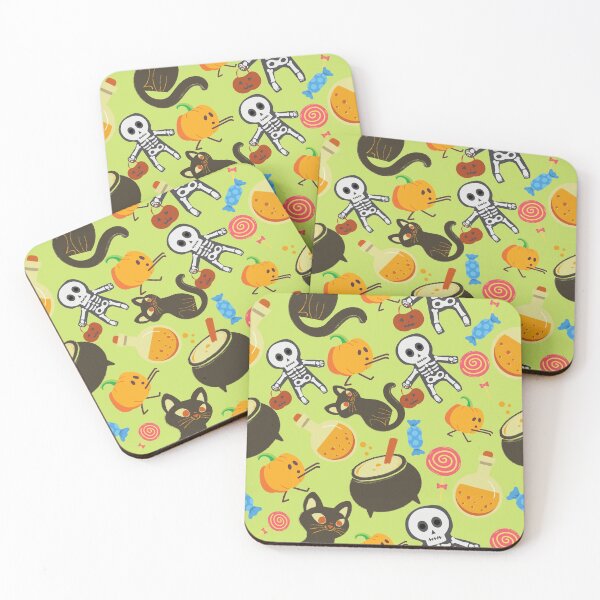 Item preview,  Squash Goals Yellow Light Green Halloween Cat Skull Candy Pumpkin pattern designed and sold by IMYGREAT32.