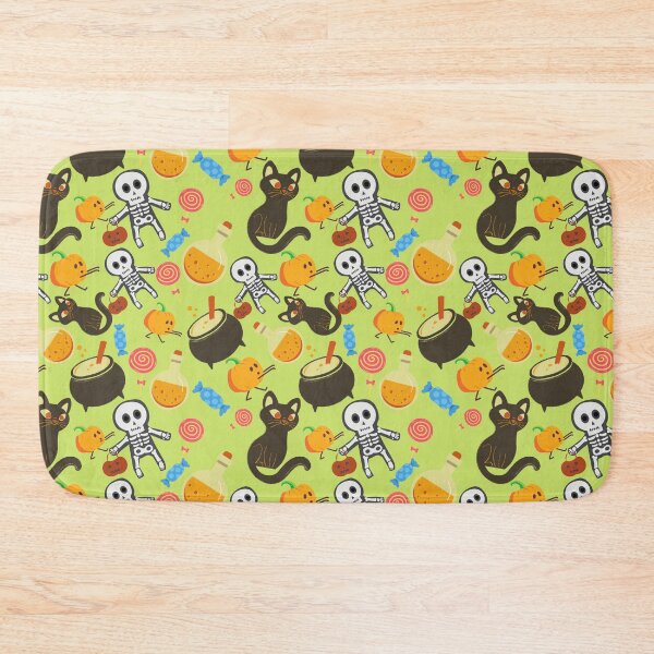 Item preview,  Squash Goals Yellow Light Green Halloween Cat Skull Candy Pumpkin pattern designed and sold by IMYGREAT32.