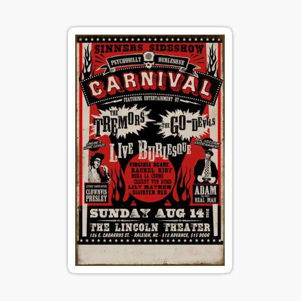 Vista previa del artículo con la obra «Psychobilly Burlesque Carnival Póster», diseñado y vendido por Jason Lonon.