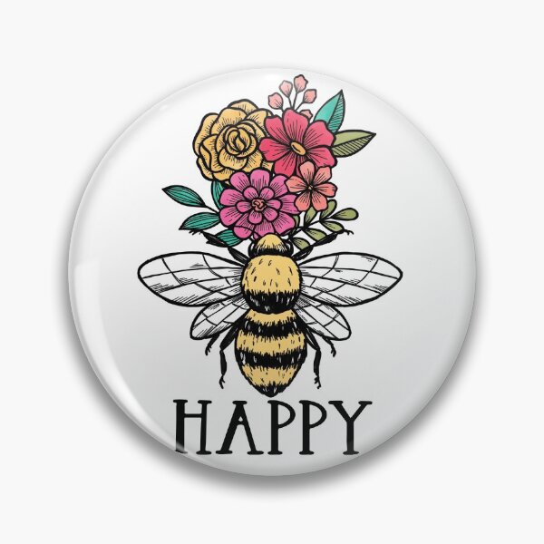 Item preview, Bee happy floral designed and sold by WildPilotLLC.