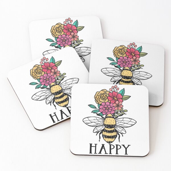 Item preview, Bee happy floral designed and sold by WildPilotLLC.