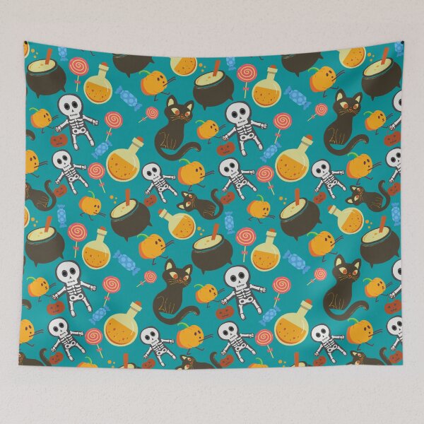Item preview,  Squash Goals dark Blue Halloween Cat Skull Candy Pumpkin pattern designed and sold by IMYGREAT32.