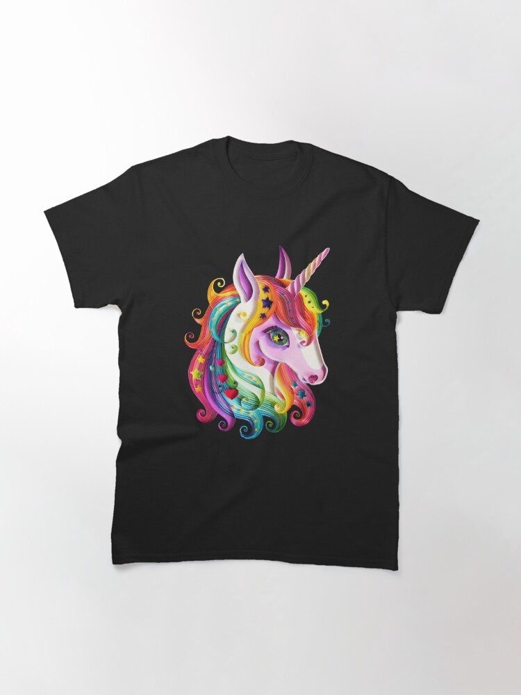 Vista alternativa de Camiseta clásica Unicornio de cintas de colores