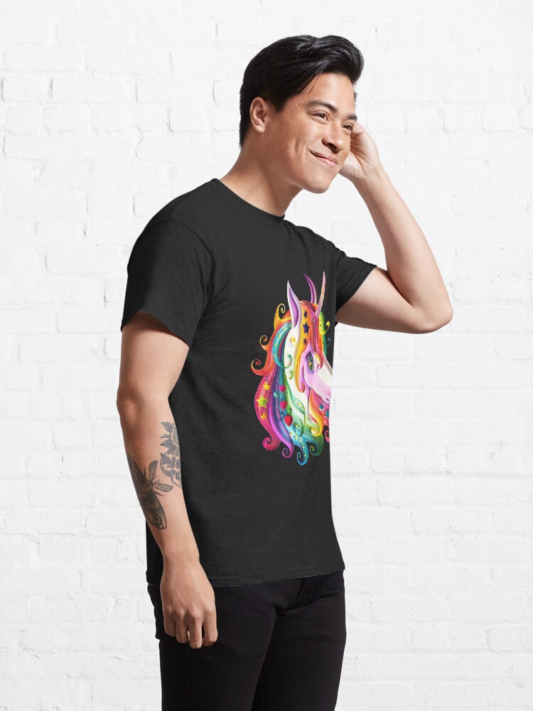 Vista alternativa de Camiseta clásica Unicornio de cintas de colores