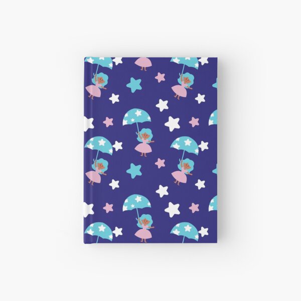 Star girl flying with umbrella Hardcover Journal