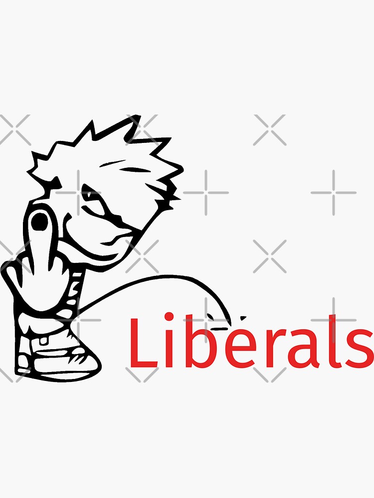 Thumbnail 3 of 3, Sticker, Piss on liberals fuck you middle finger designed and sold by pneuf.