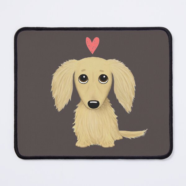 Item preview, Longhaired Cream Dachshund Cartoon Dog with Heart designed and sold by Jenn Inashvili.