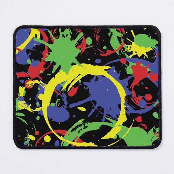 Item preview, Paint Splatter Pattern in Red, Yellow, Blue and Green on Black designed and sold by Karen McFarland.