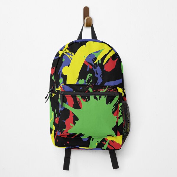 Item preview, Paint Splatter Pattern in Red, Yellow, Blue and Green on Black designed and sold by Karen McFarland.