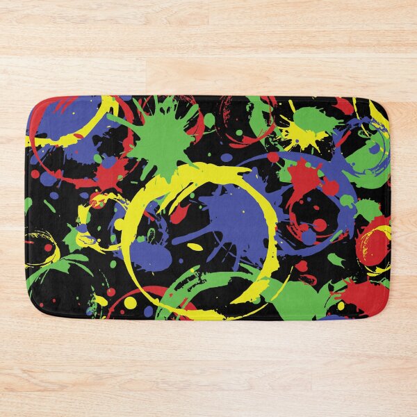 Item preview, Paint Splatter Pattern in Red, Yellow, Blue and Green on Black designed and sold by Karen McFarland.