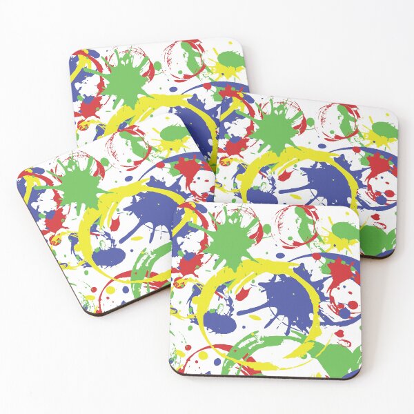 Item preview, Paint Splatter Pattern in Red, Yellow, Blue and Green on White designed and sold by Karen McFarland.