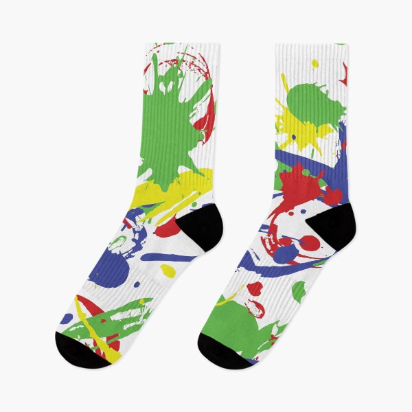 Item preview, Paint Splatter Pattern in Red, Yellow, Blue and Green on White designed and sold by Karen McFarland.
