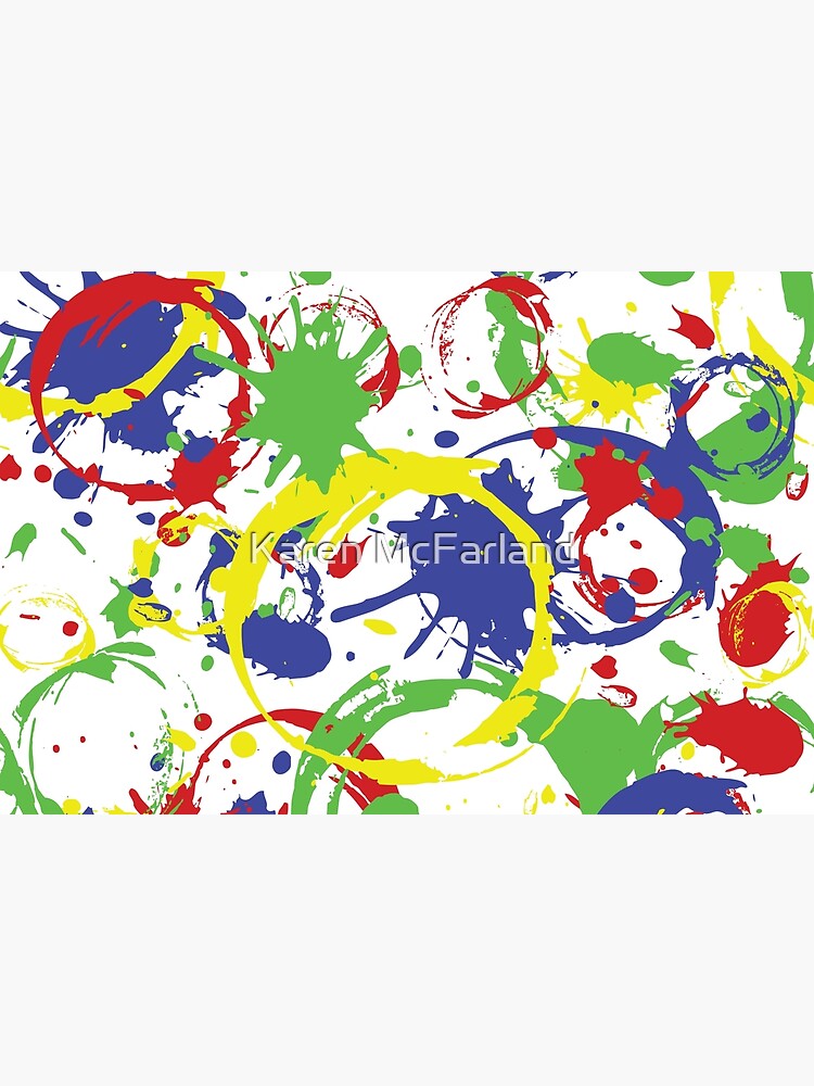 Splatter Paint Primary Colors Pattern: Red, Blue, and Yellow