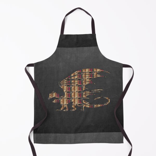 Item preview, Dragon Silhouette Filled with Books on a Chalkboard Gray Background designed and sold by AliCatOriginals.