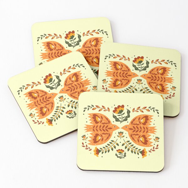 Item preview, Folk Art Birds in Fall Colours designed and sold by TwylaRaeDesigns.