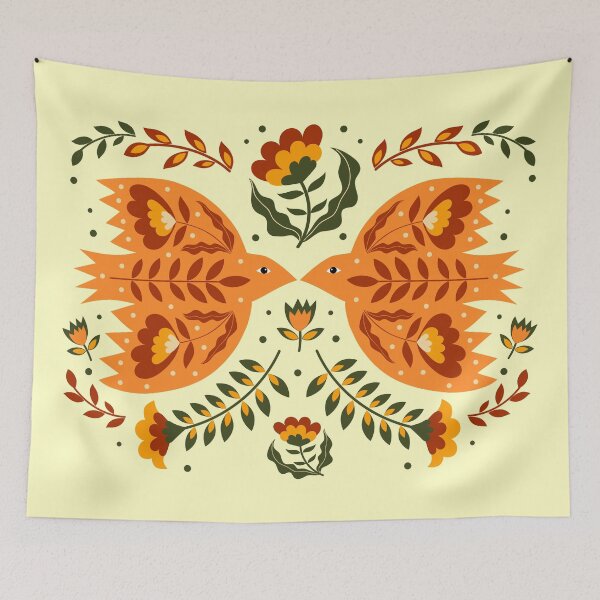 Item preview, Folk Art Birds in Fall Colours designed and sold by TwylaRaeDesigns.
