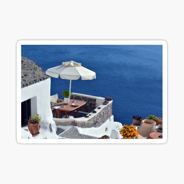 White architecture in Santorini, Greece Sticker