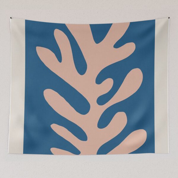 Item preview, Matisse cut out pink leaf on blue designed and sold by lymangreence.