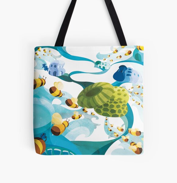 Bees All Over Print Tote Bag
