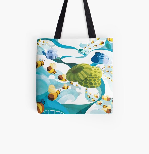 Bees All Over Print Tote Bag
