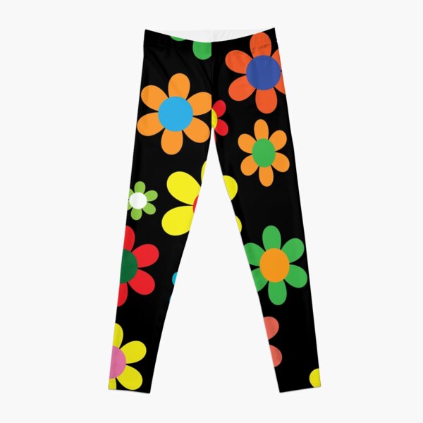 Hippy Colorful Flowers Daisy Spring Pattern Leggings