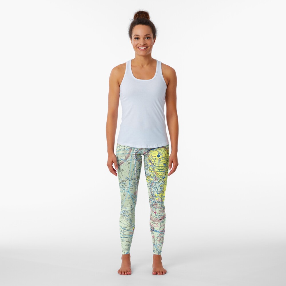 Atlanta ATL Sectional Aeronautical Chart Pilot Design Leggings