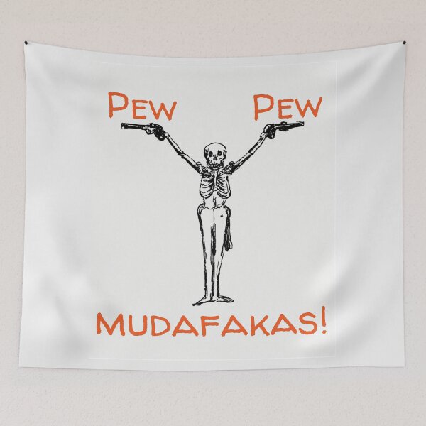 Item preview, Pew Pew Mudafukas! Skeleton with Duelling Pistols designed and sold by CoffeewithAnh.