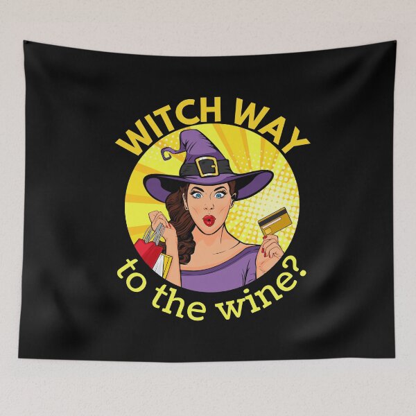 Item preview, Witch way to the wine? Funny Halloween wine drinking witch design. designed and sold by HROC.