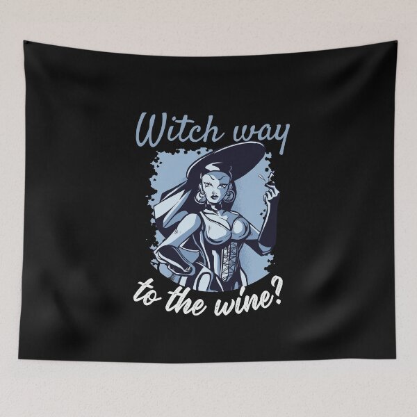 Item preview, Witch way to the wine? Funny sexy Halloween wine drinking witch design. designed and sold by HROC.